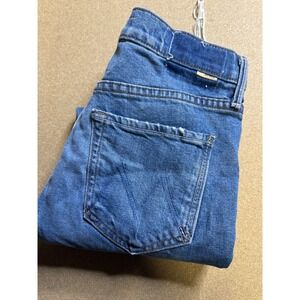 Mother Superior The Mid Rise Dazzler Ankle Step Fray Jeans Blue Size 27